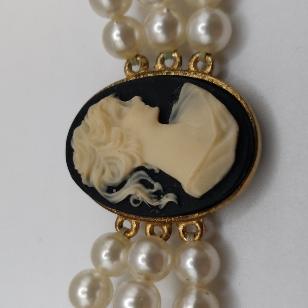 VTG choker, cameo, faux pearl #250 - Picture 2 of 7
